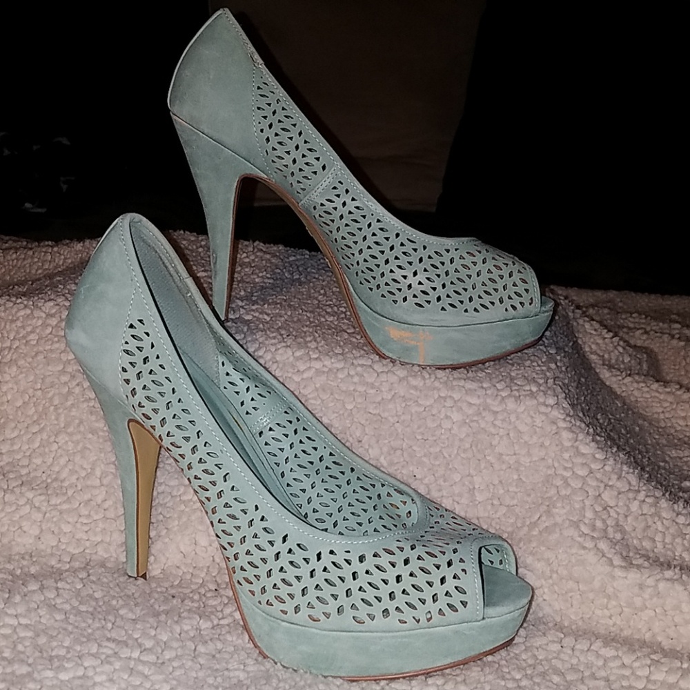 Apt 9 Teal High Heel Platform Shoes Size 9 .5
